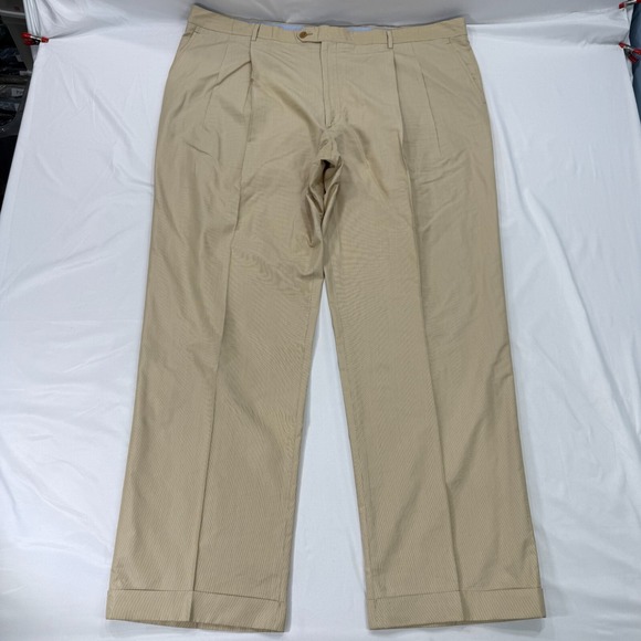 Gitman Sport Mens 45x32 Beige Cotton Silk Blend Straight Chino Dress Pants Italy - Picture 1 of 12